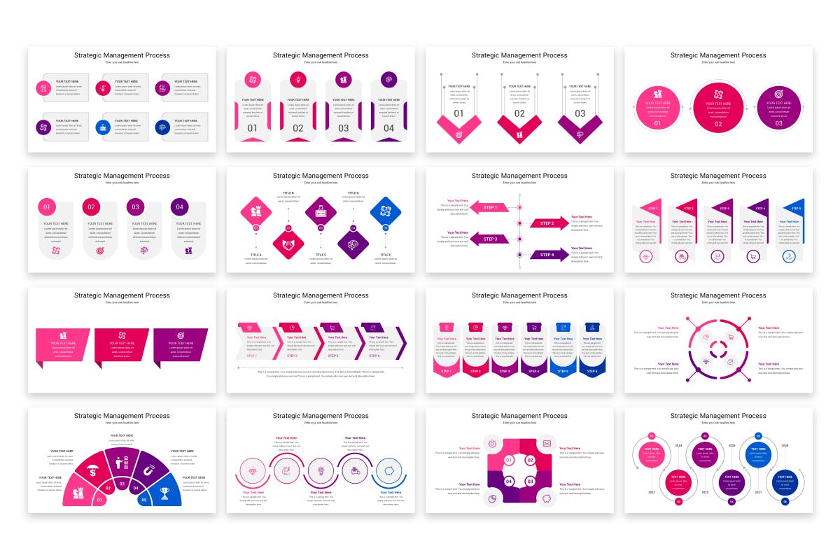 战略管理流程图表PowerPoint模板 Strategic Management Process PowerPoint Template