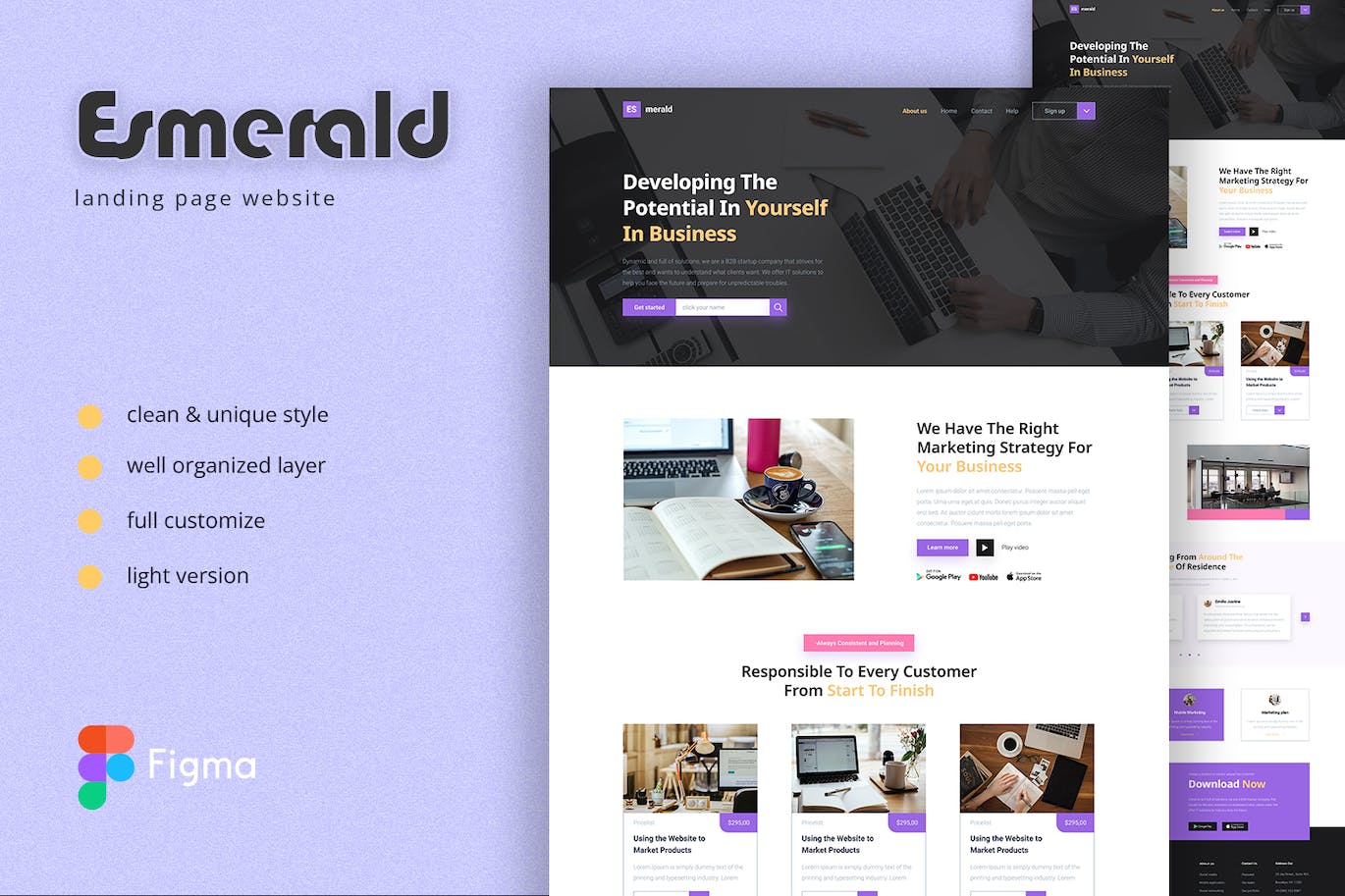 战略营销网站着陆页模板 Esmerald-Strategy Marketing Landing Page Template