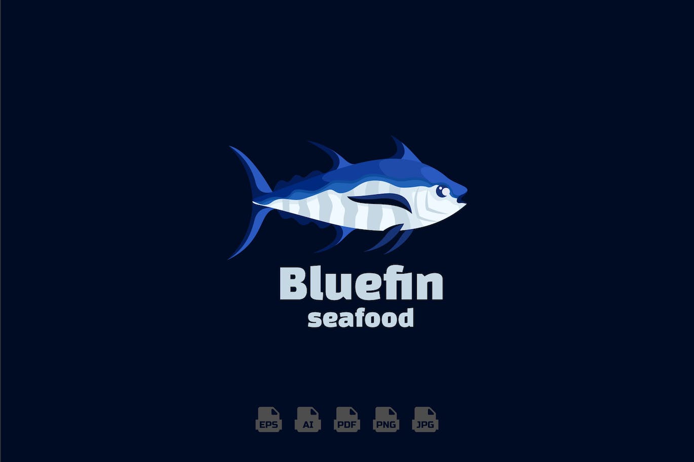 蓝鳍金枪鱼Logo标志模板 Bluefin Tuna Fish Logo Template