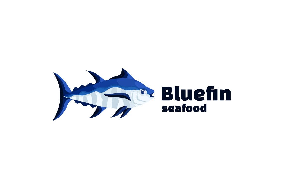 蓝鳍金枪鱼Logo标志模板 Bluefin Tuna Fish Logo Template