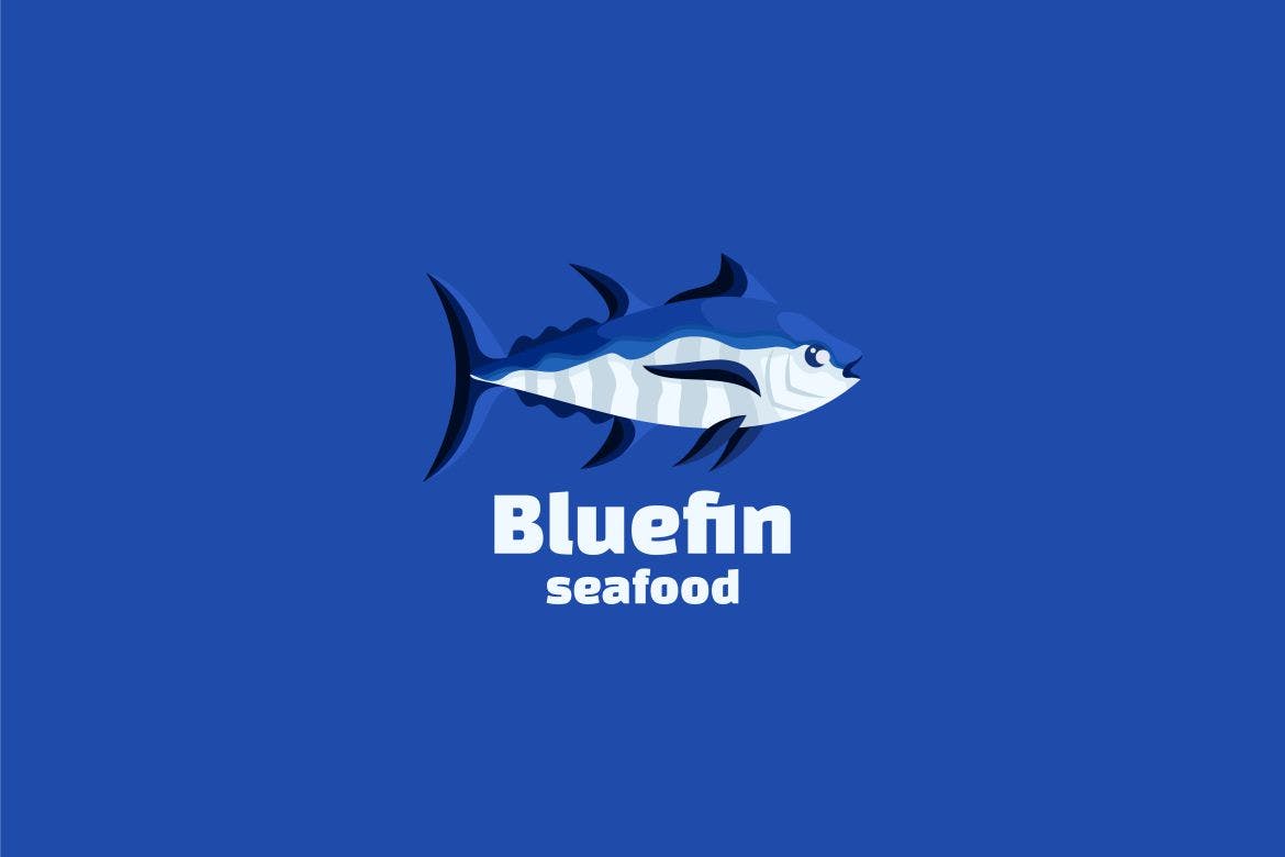 蓝鳍金枪鱼Logo标志模板 Bluefin Tuna Fish Logo Template