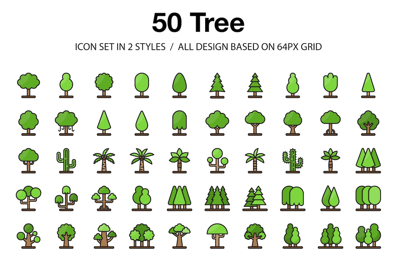 50个树木图标素材包 50 Tree