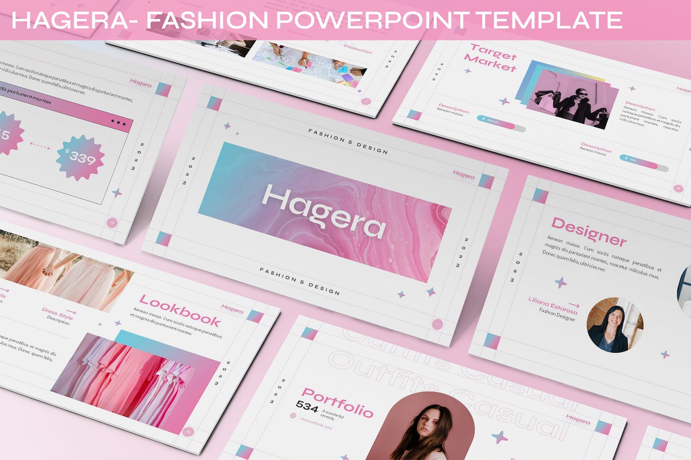 时尚趋势与时尚品牌展望Powerpoint模板下载 Hagera &#8211; Fashion Powerpoint Template