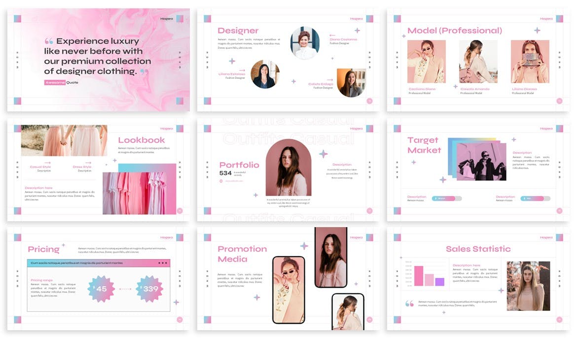 时尚趋势与时尚品牌展望Powerpoint模板下载 Hagera &#8211; Fashion Powerpoint Template