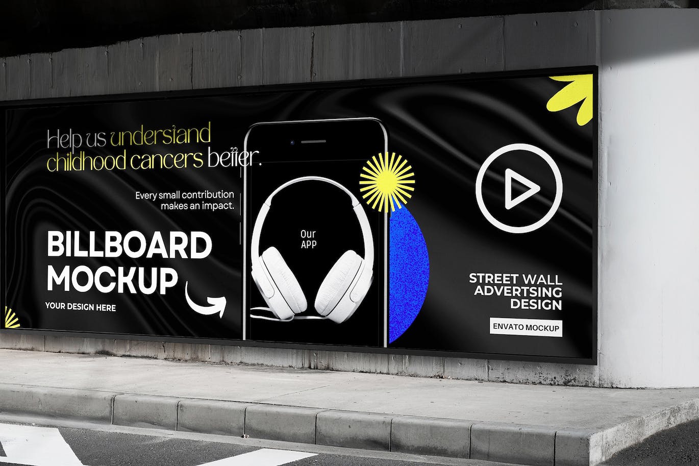 墙面广告牌样机图psd模板 VIdeo Wall Billboard Mockup