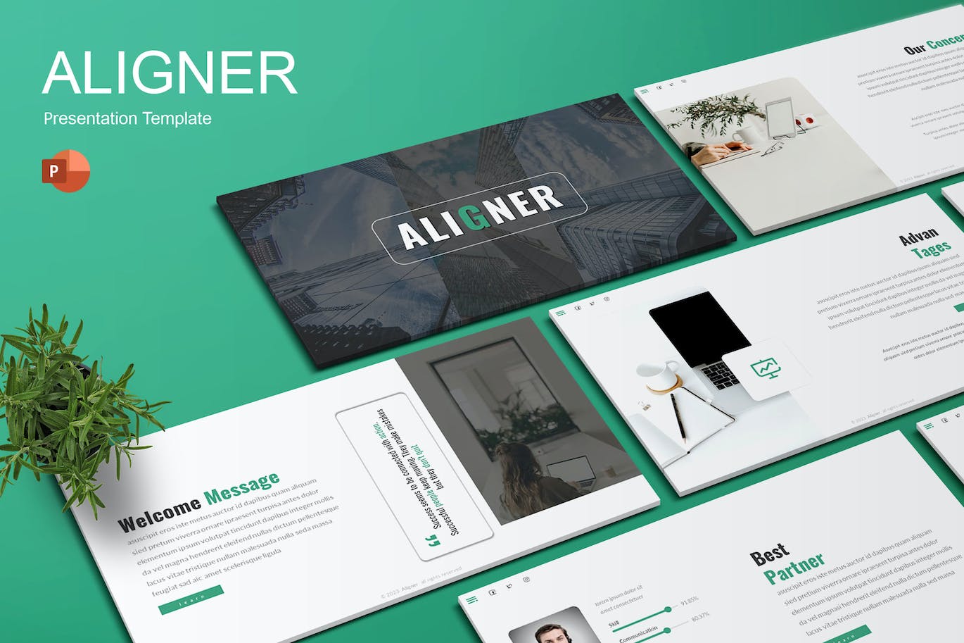 品牌形象风向标演示PPT幻灯片模板下载 Aligner &#8211; Lookbook Powerpoint Template