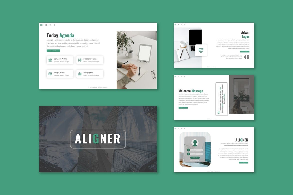 品牌形象风向标演示PPT幻灯片模板下载 Aligner &#8211; Lookbook Powerpoint Template