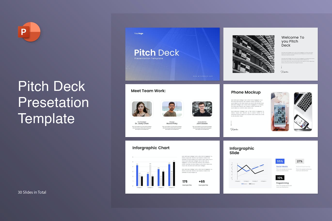 创意想法与商业机会Powerpoint模板下载 Pitch Deck PowerPoint Presentation Template