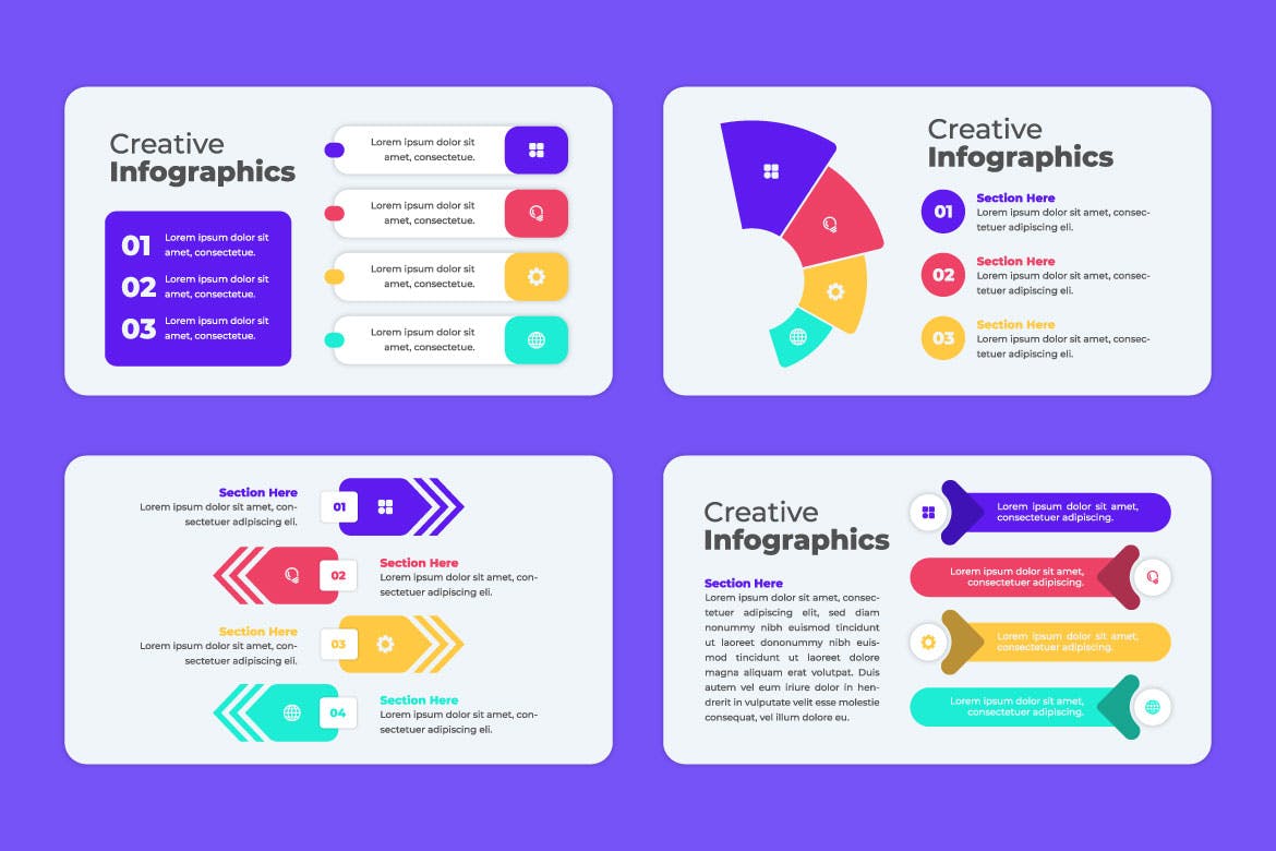 统计报告信息图表模板 Infographics Set