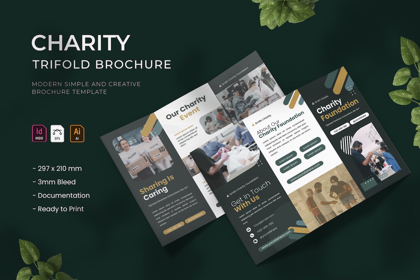 慈善主题三折页宣传册画册模板 Charity &#8211; Trifold Brochure