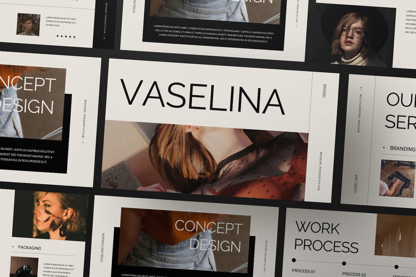 打造女性品牌的秘诀PPT模板 Vaselina Brand Presentation