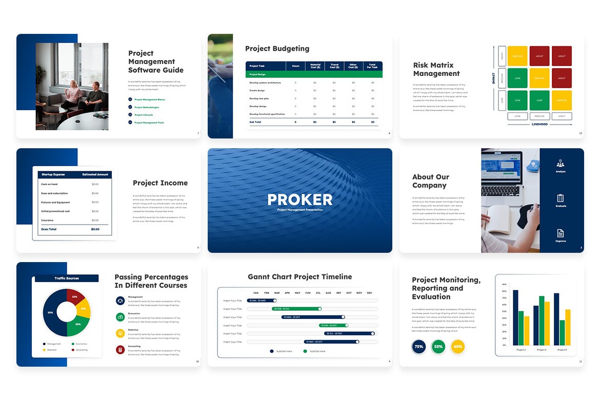 公司项目管理Google幻灯片模板下载 Proker Project Management Google Slide Template