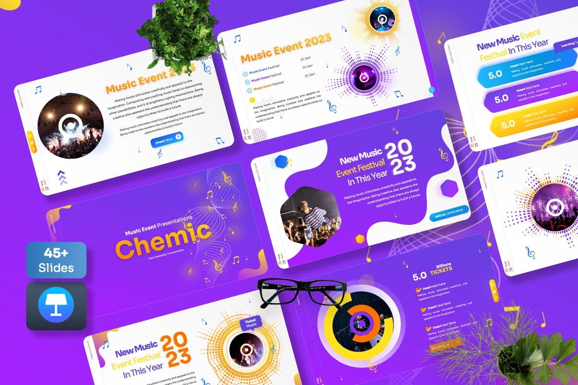 现场音乐活动Keynote模板下载 Chemic &#8211; Music Event Keynote Template