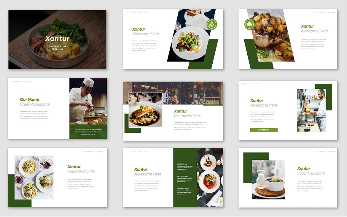 食品和饮料产品展示Keynote幻灯片设计模板 Xantur Food And Drink Keynote Templates