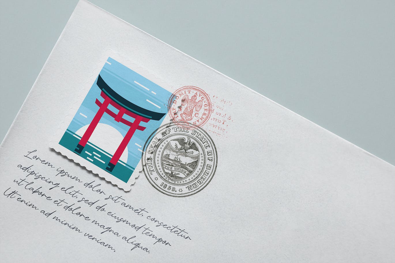 信封邮寄邮票设计样机模板 Stamp Mockup