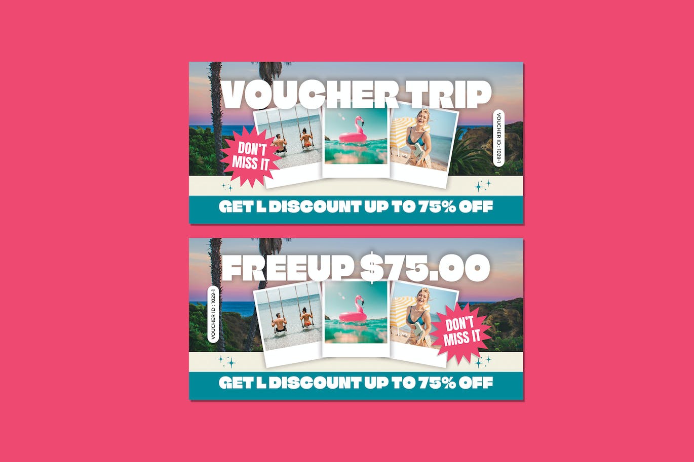 假期旅行优惠券设计模板 Voucher Trip Holiday