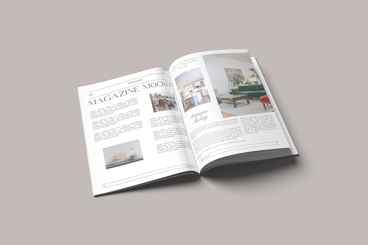 简洁风格的杂志设计展示样机模板 Clean Style Magazine Mockup