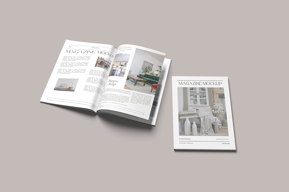 简洁风格的杂志设计展示样机模板 Clean Style Magazine Mockup