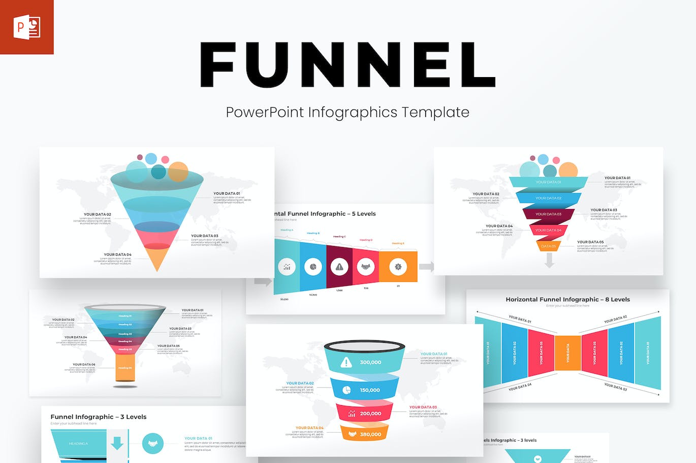 漏斗信息图表PowerPoint模板 Funnel Infographics PowerPoint Template Diagrams