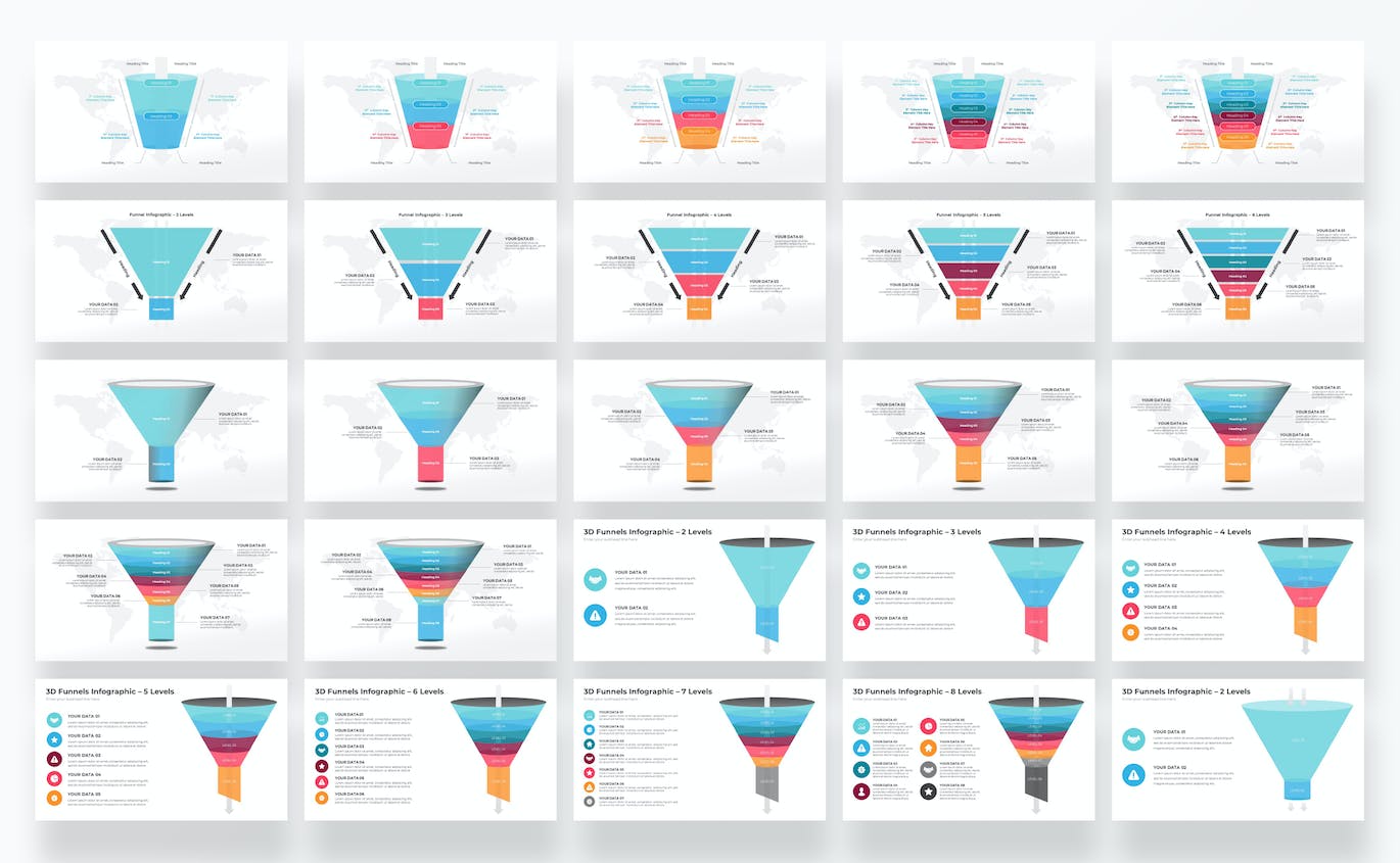 漏斗信息图表PowerPoint模板 Funnel Infographics PowerPoint Template Diagrams