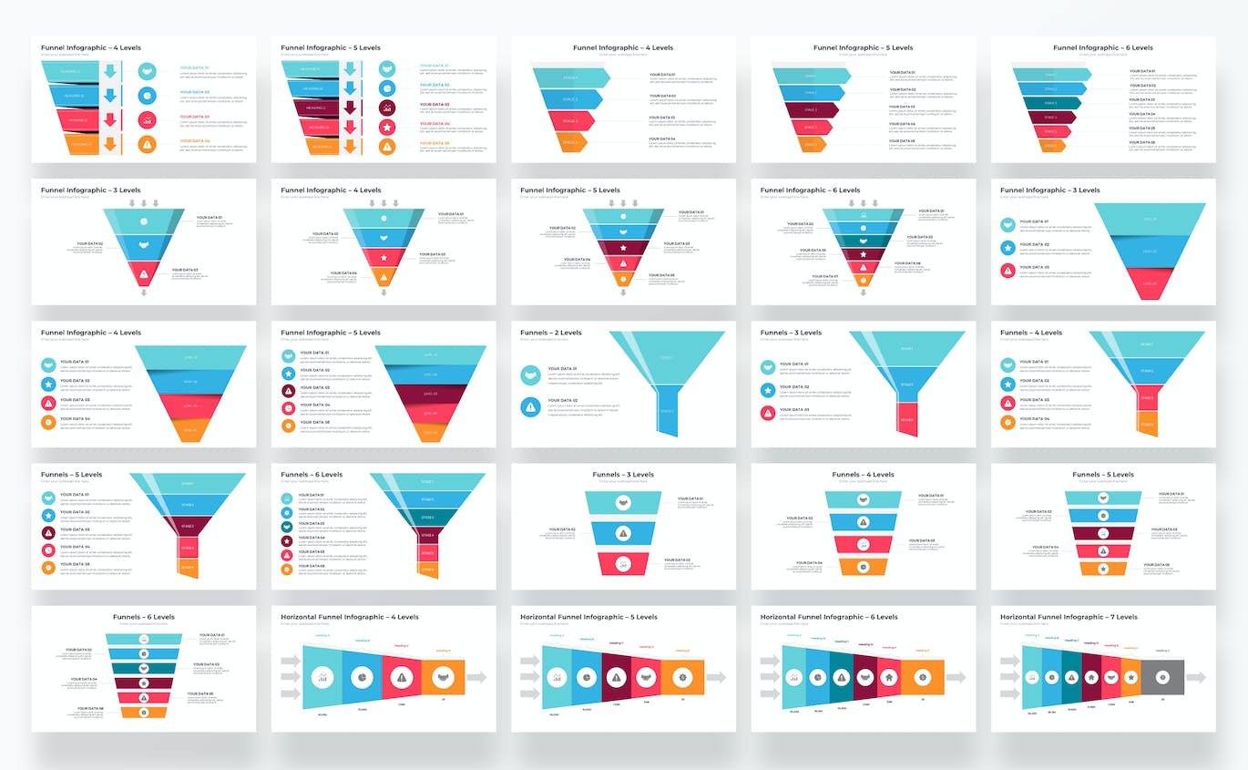 漏斗信息图表PowerPoint模板 Funnel Infographics PowerPoint Template Diagrams