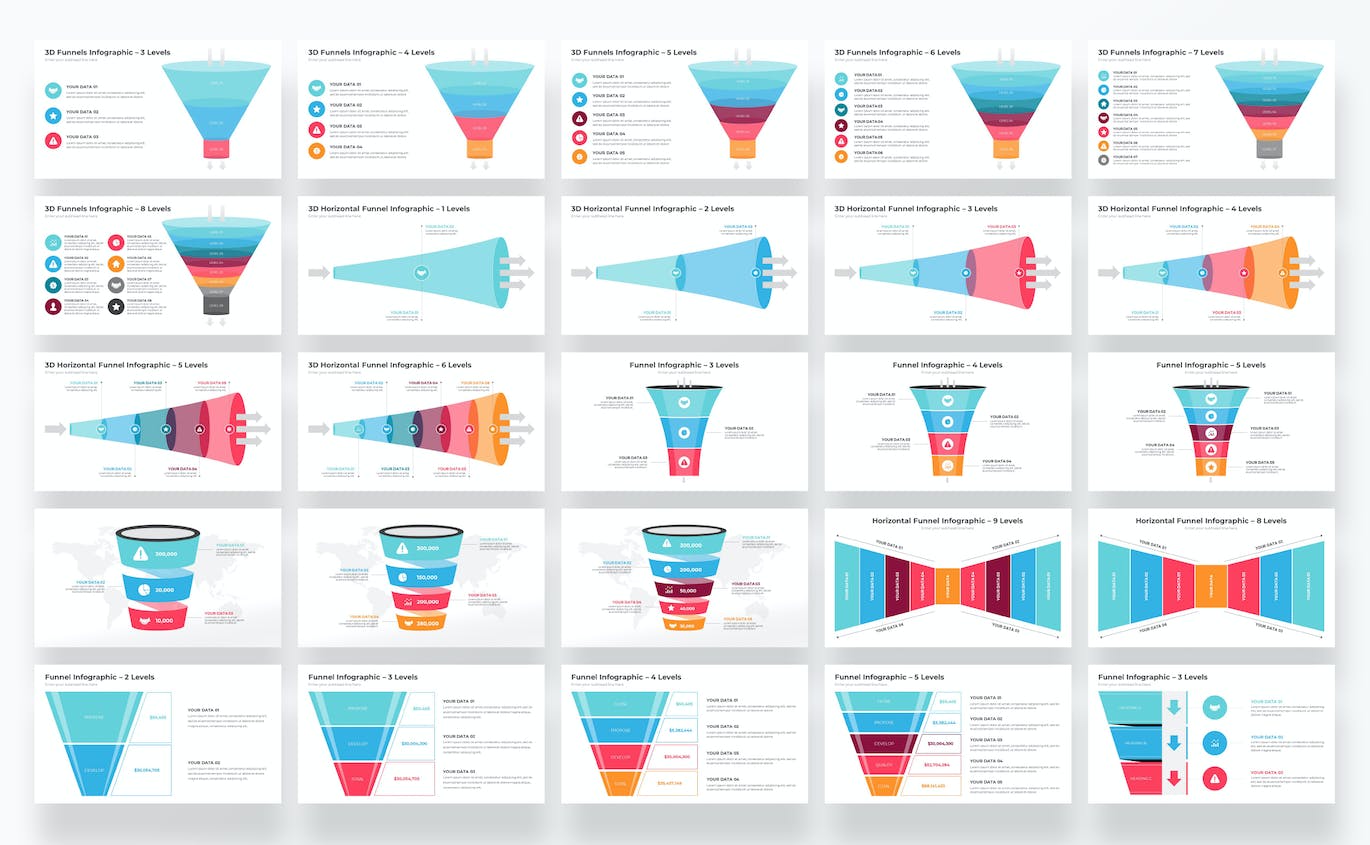 漏斗信息图表PowerPoint模板 Funnel Infographics PowerPoint Template Diagrams