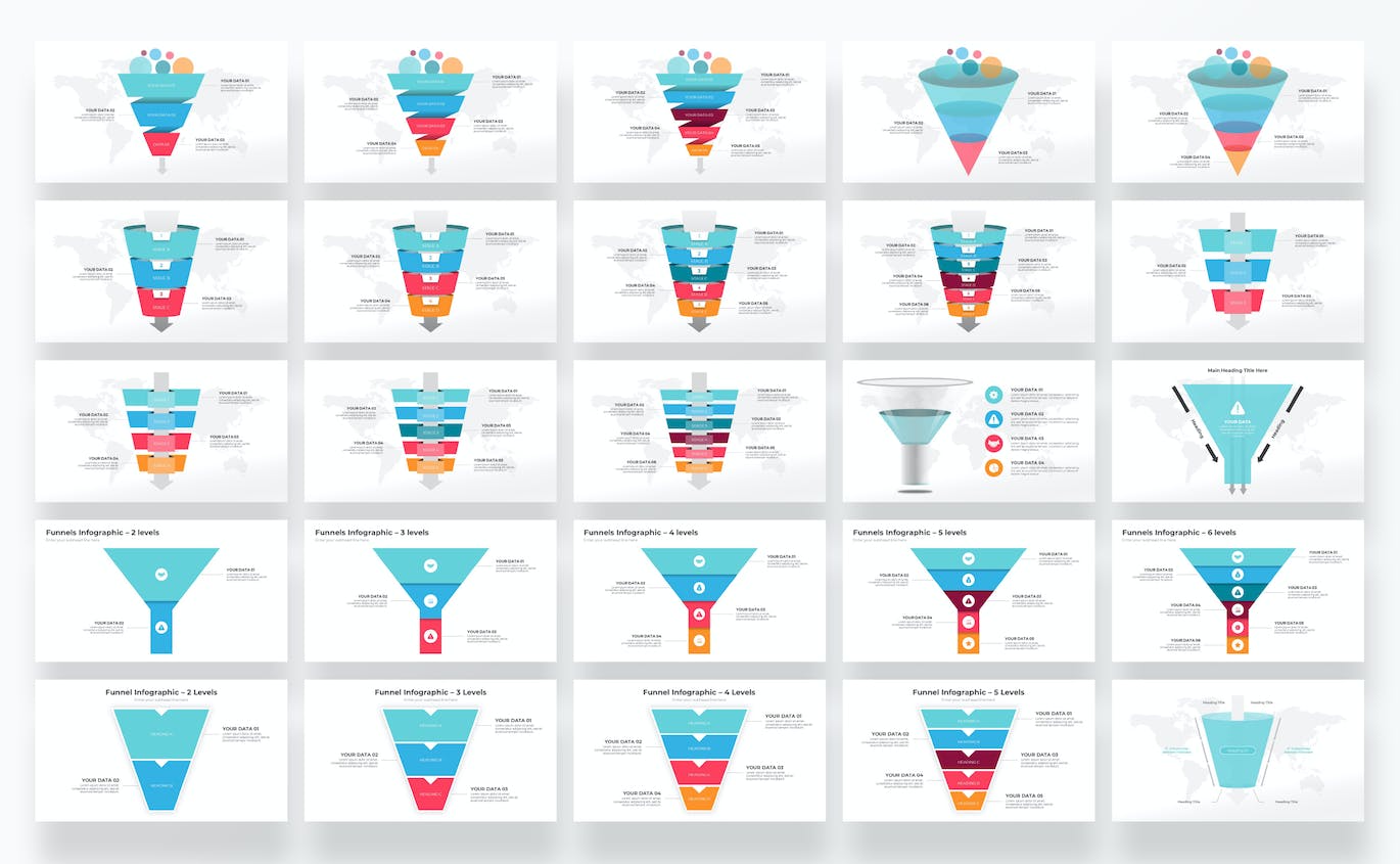 漏斗信息图表PowerPoint模板 Funnel Infographics PowerPoint Template Diagrams