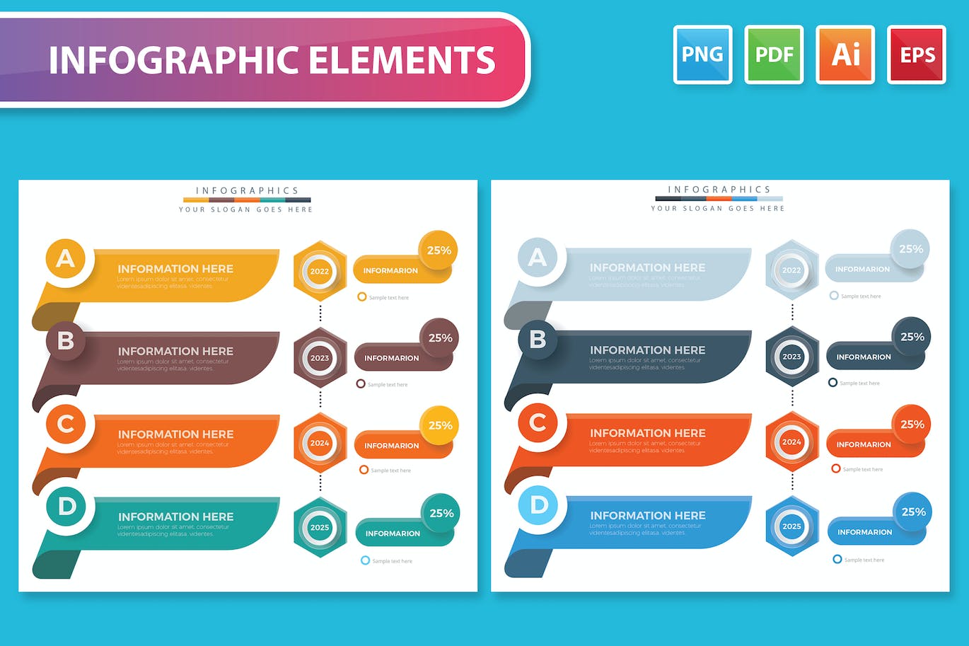 时间轴信息图表元素模板 Infographic Elements