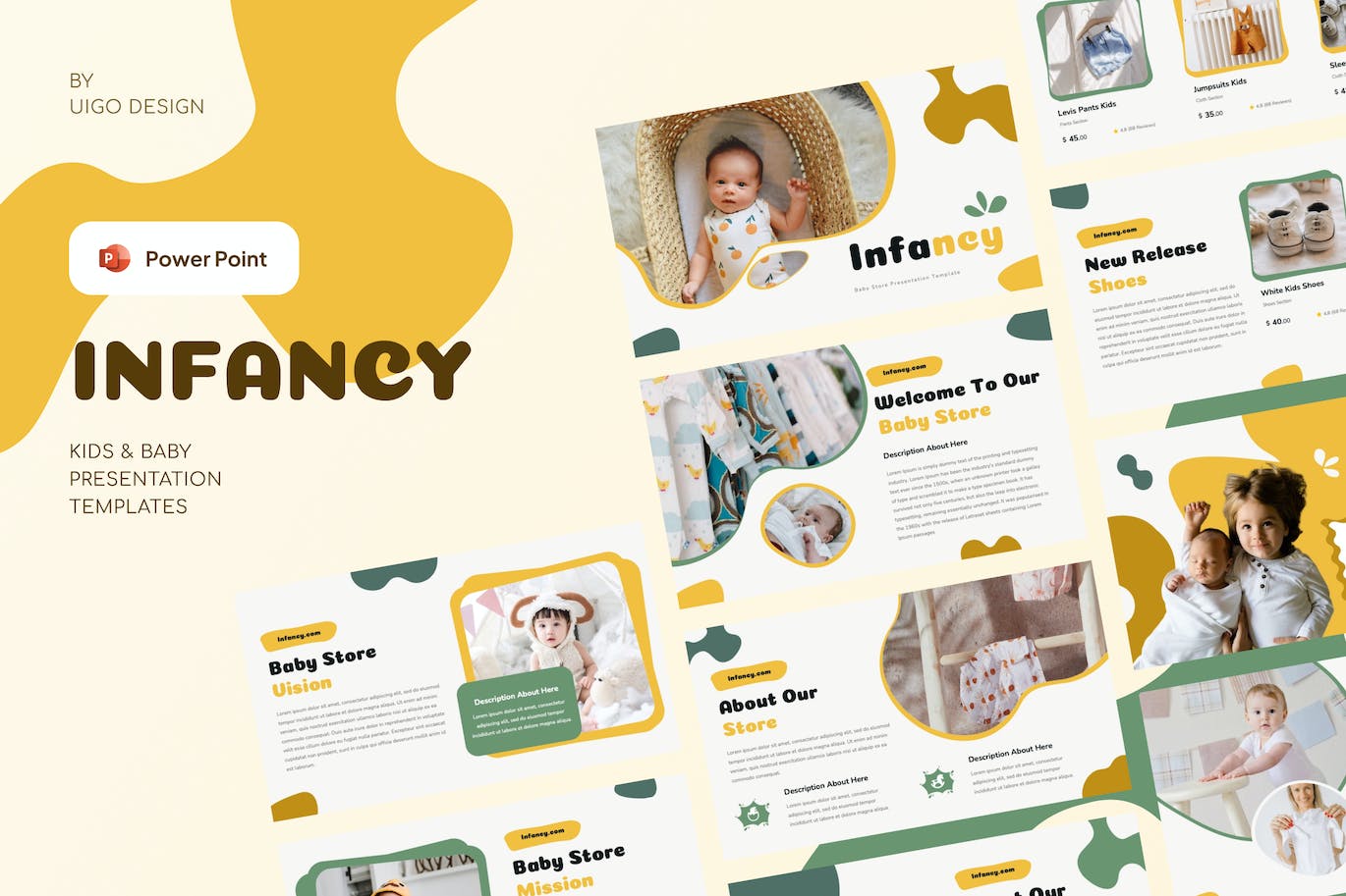 婴儿日常护理技巧Powerpoint模板下载 Infancy &#8211; Kids Baby Presentation Template