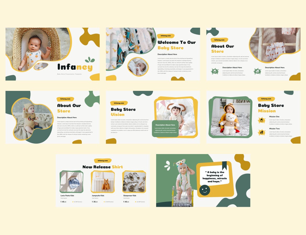 婴儿日常护理技巧Powerpoint模板下载 Infancy &#8211; Kids Baby Presentation Template