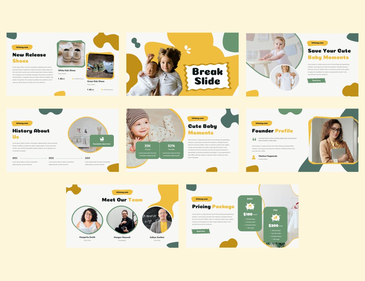 婴儿日常护理技巧Powerpoint模板下载 Infancy &#8211; Kids Baby Presentation Template