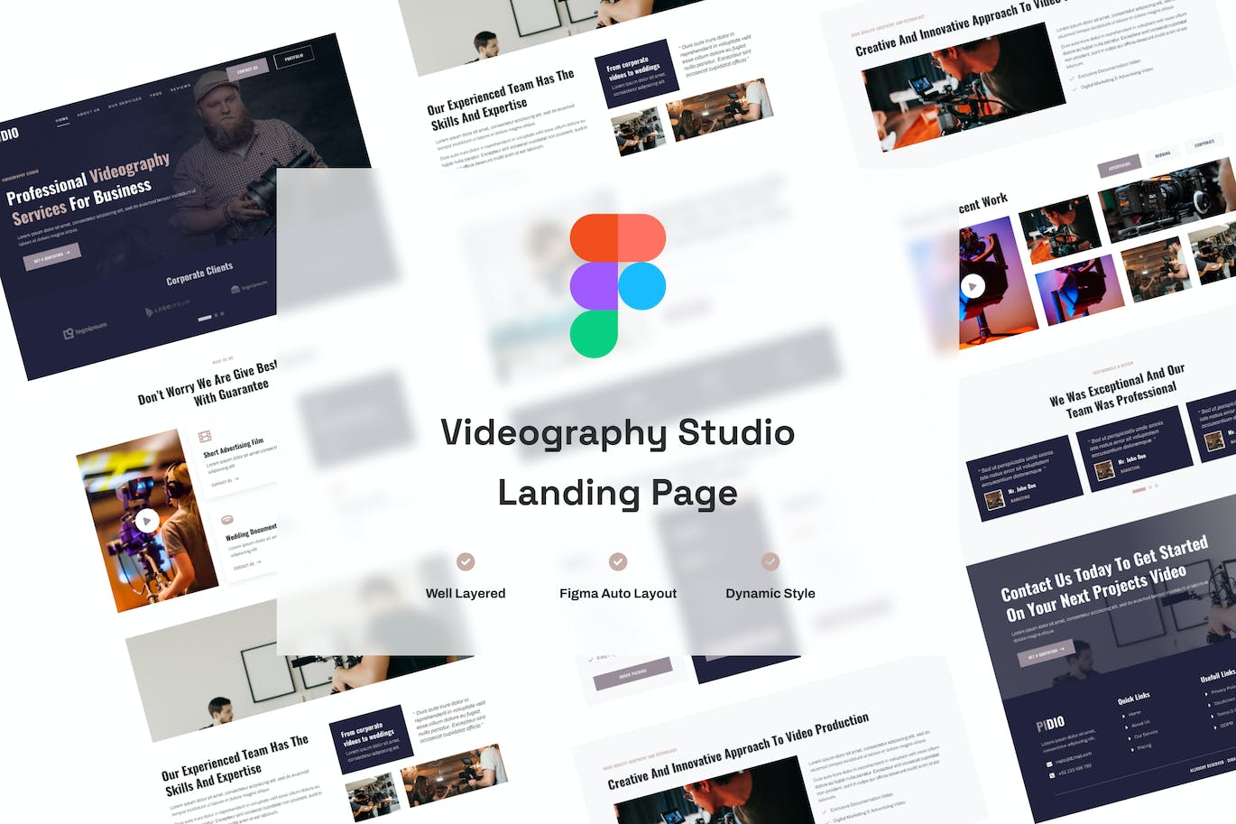 录像工作室网站着陆页UI设计Figma模板 Videography Studio Landing Page Website Design