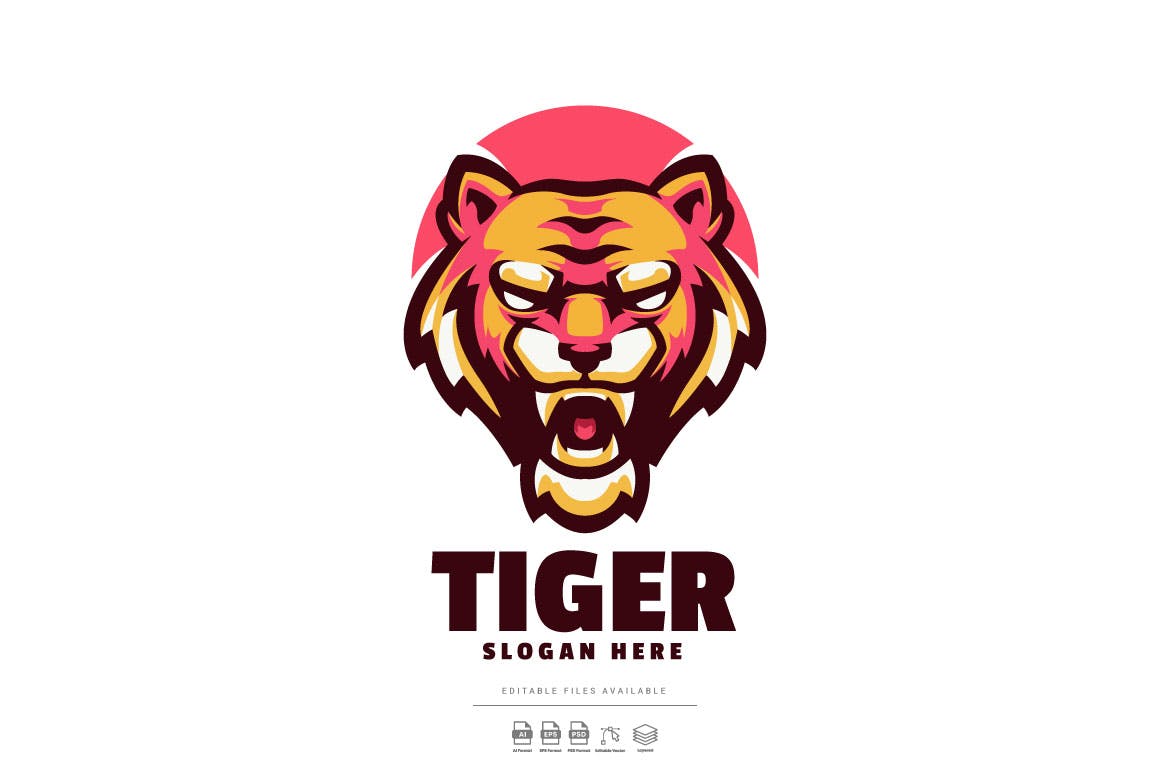 虎头吉祥物Logo标志模板 Tiger Head Mascot Logo