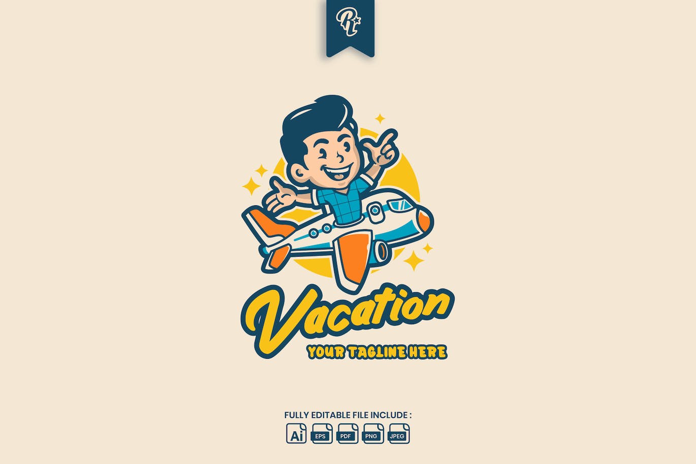 旅行复古卡通标志Logo设计模板 Traveling Retro Cartoon Logo