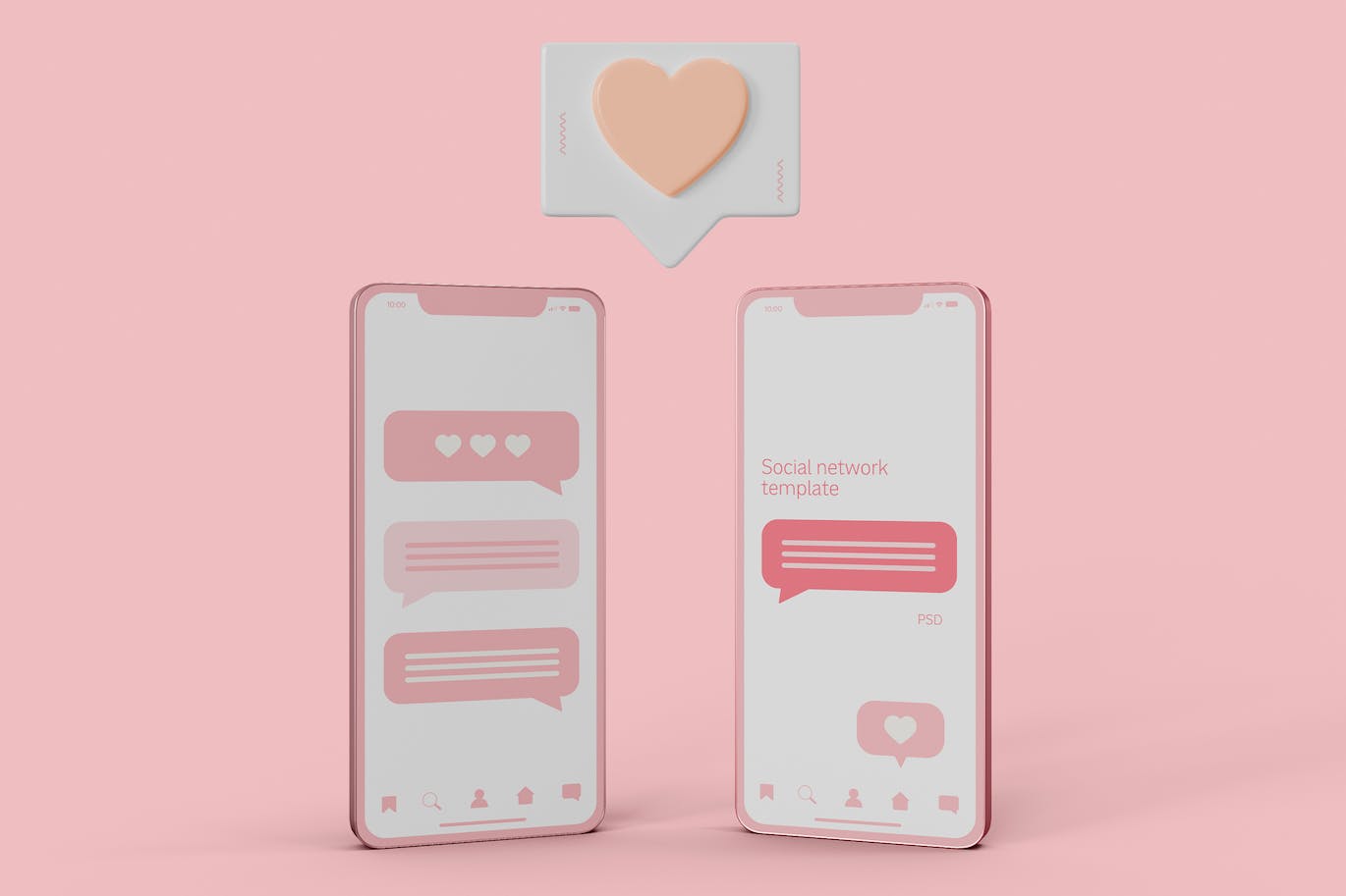 通知气泡智能手机屏幕展示样机模板 Smartphone with Notification Bubbles Mockup