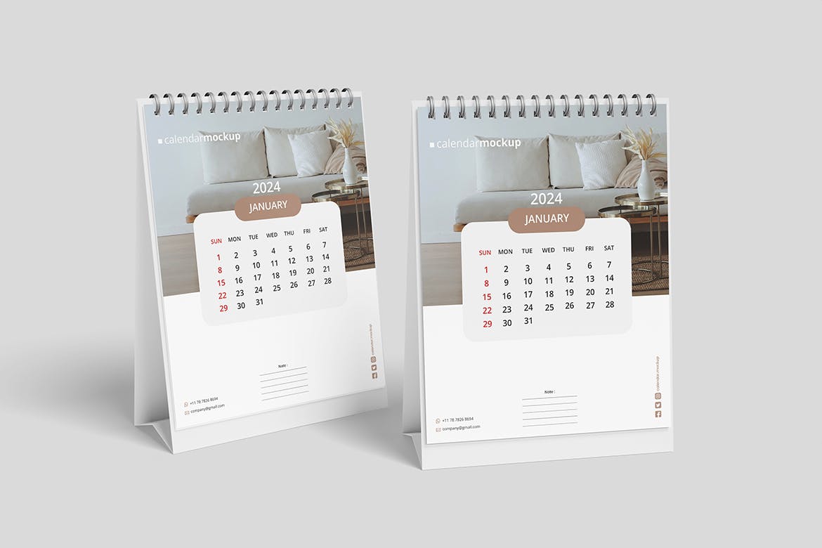 活页日历台历设计样机模板 Desk Calendar Mockup