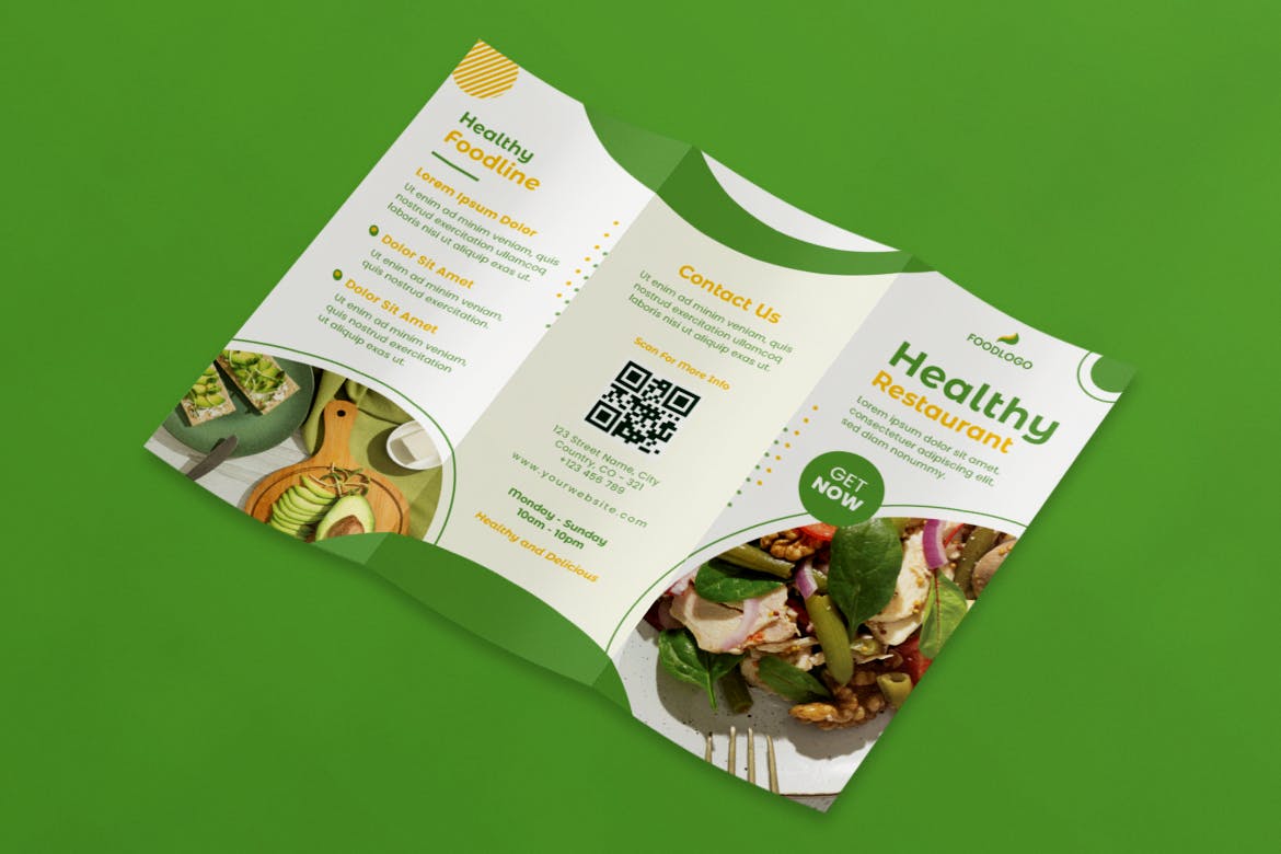 宠物护理宣传册模板 Healthy Food Brochure Template