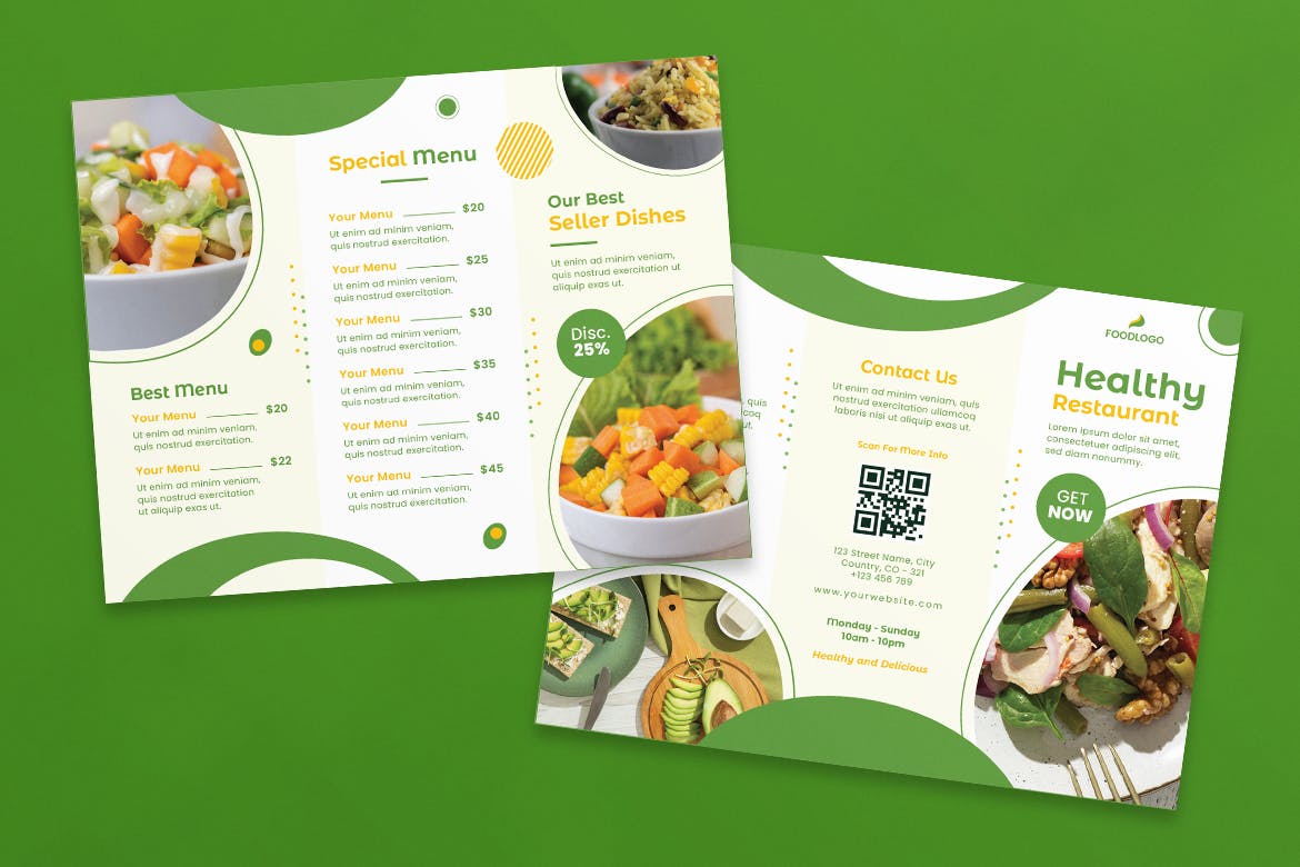 宠物护理宣传册模板 Healthy Food Brochure Template