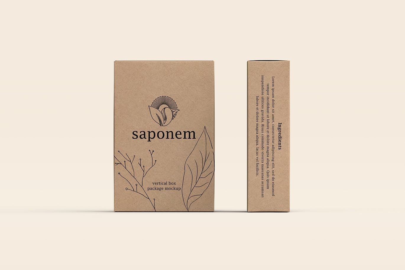 立式纸盒肥皂包装样机 Vertical Kraft Paper Box Soap Packaging Mockup