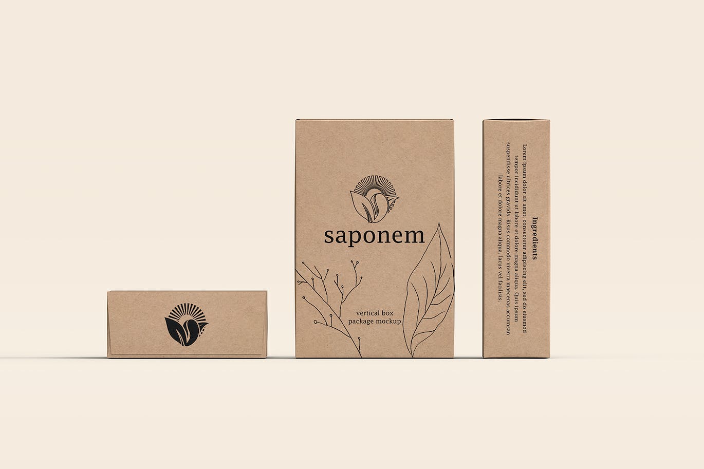 立式纸盒肥皂包装样机 Vertical Kraft Paper Box Soap Packaging Mockup