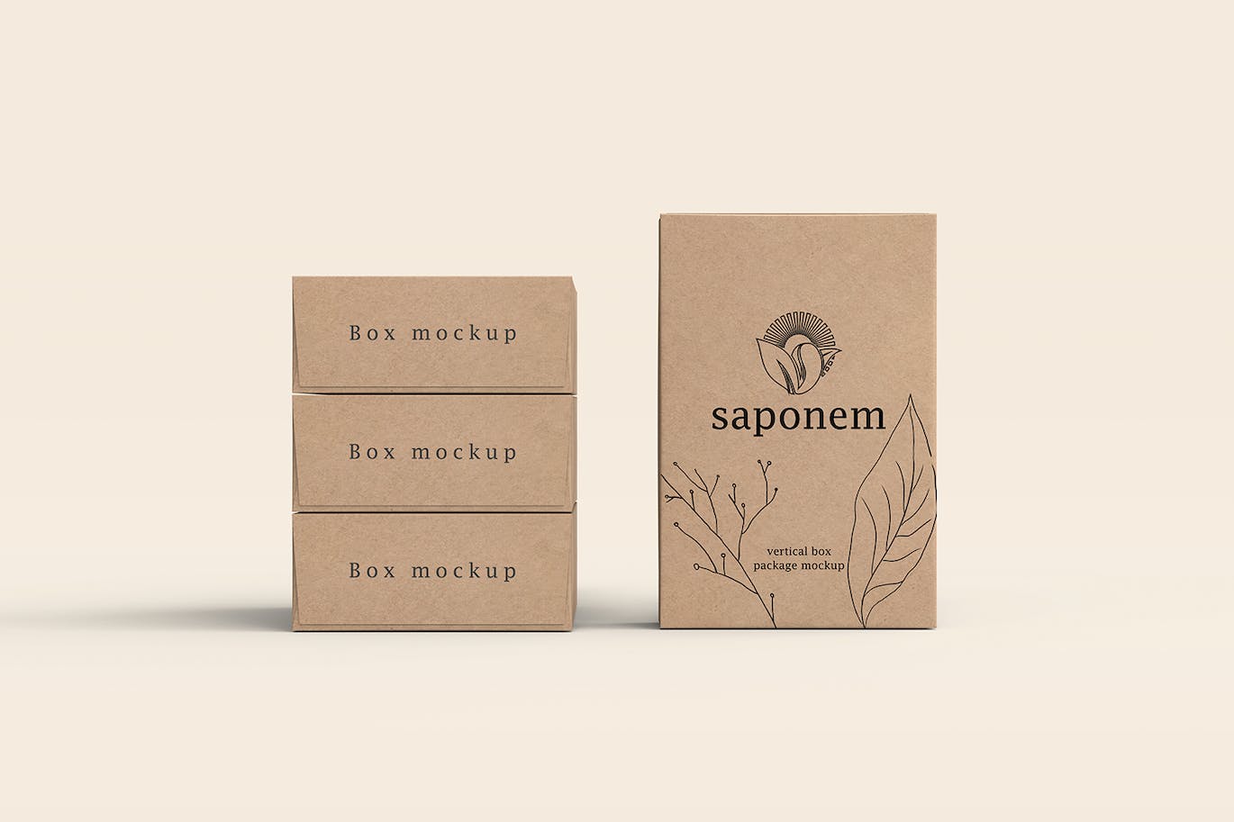 立式纸盒肥皂包装样机 Vertical Kraft Paper Box Soap Packaging Mockup