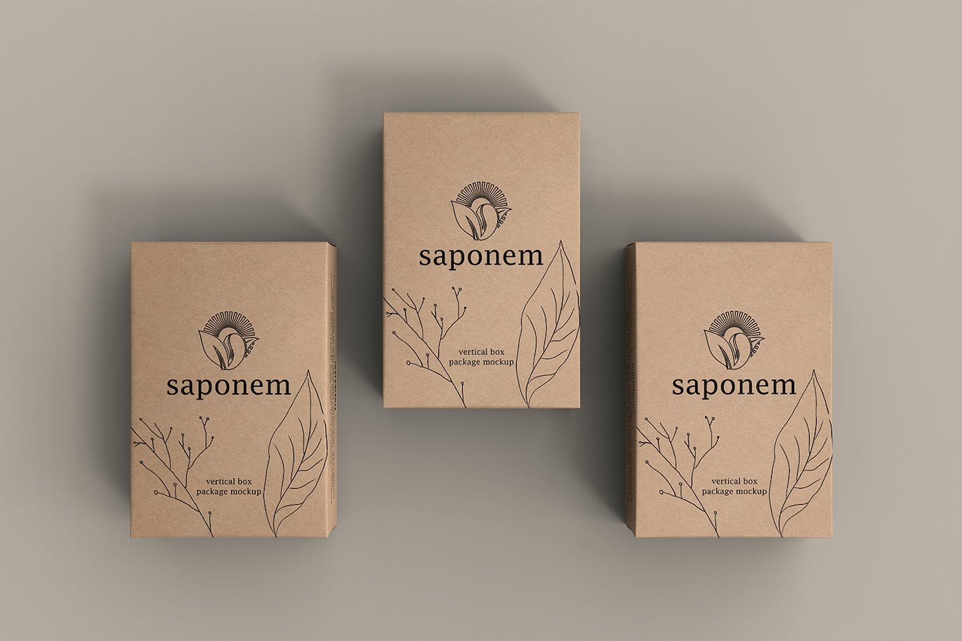 立式纸盒肥皂包装样机 Vertical Kraft Paper Box Soap Packaging Mockup