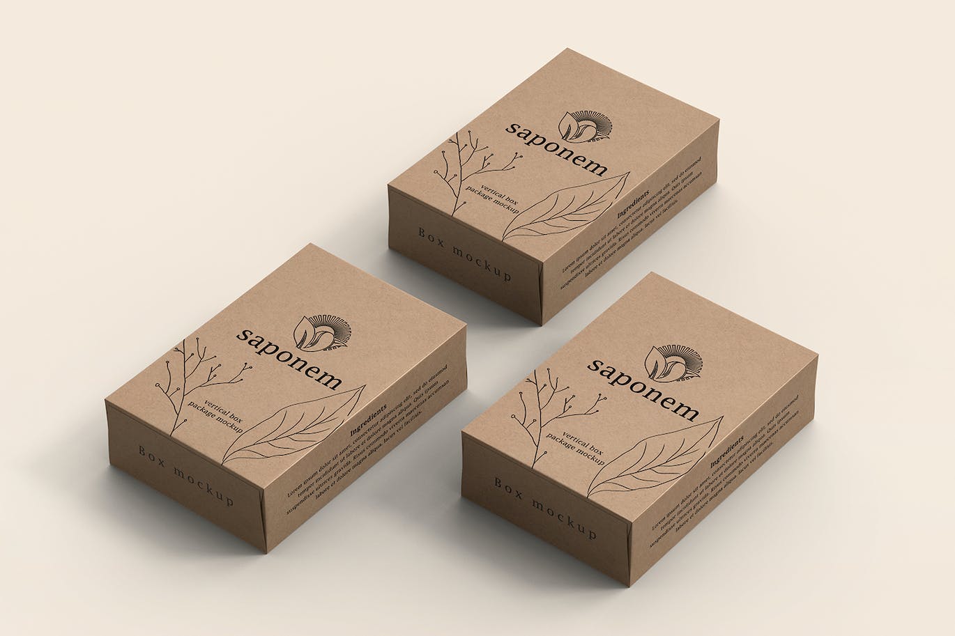 立式纸盒肥皂包装样机 Vertical Kraft Paper Box Soap Packaging Mockup