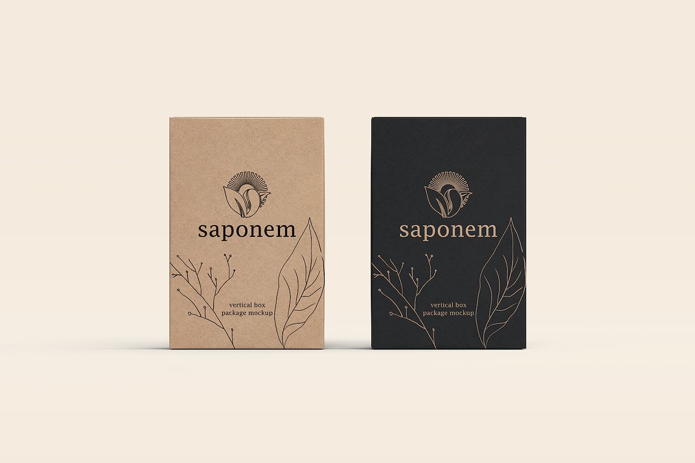 立式纸盒肥皂包装样机 Vertical Kraft Paper Box Soap Packaging Mockup