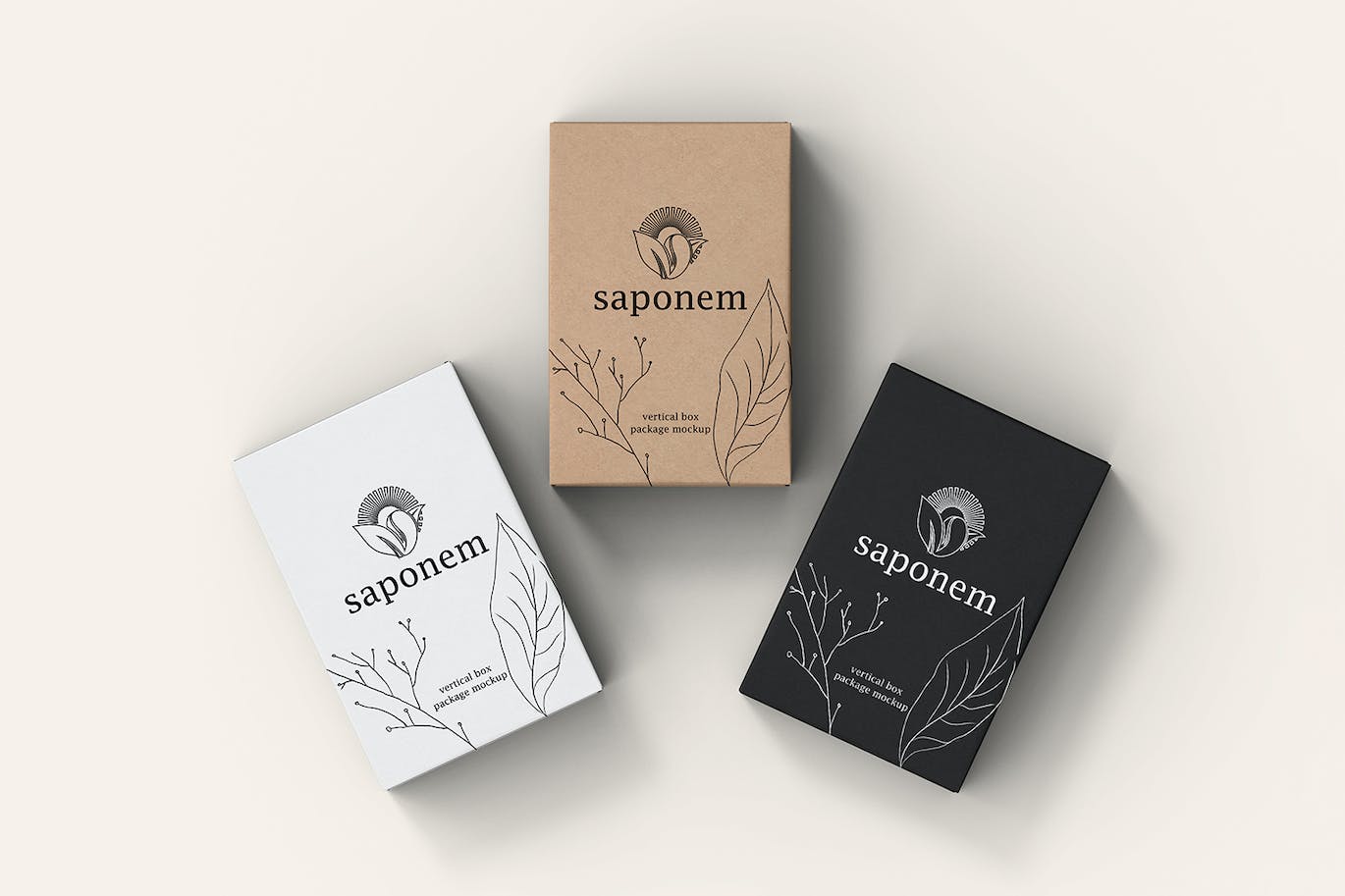 立式纸盒肥皂包装样机 Vertical Kraft Paper Box Soap Packaging Mockup