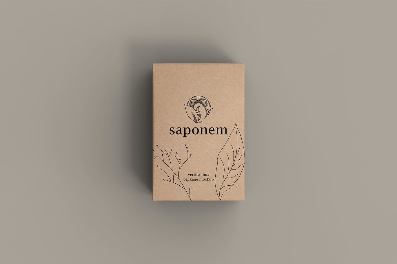 立式纸盒肥皂包装样机 Vertical Kraft Paper Box Soap Packaging Mockup