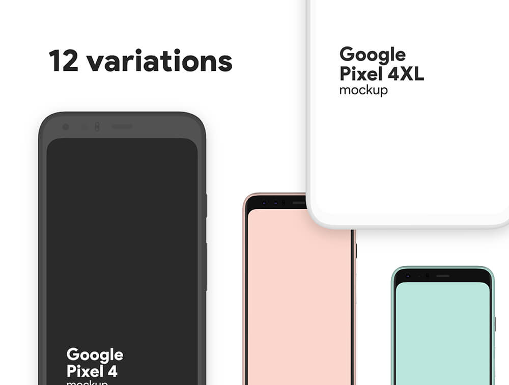 鑫雅素材下午茶：谷歌Pixel 4/4XL极简矢量手机样机包