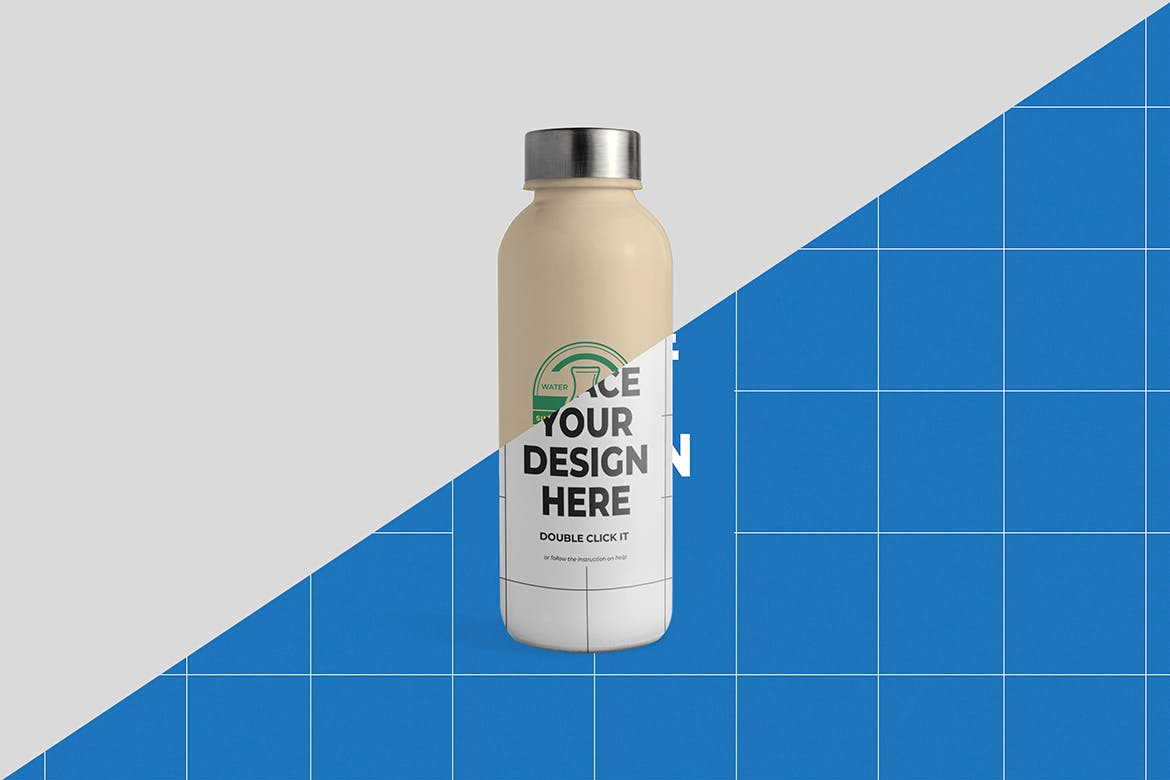 创意水瓶定制设计样机模板 Water Bottle Mockup