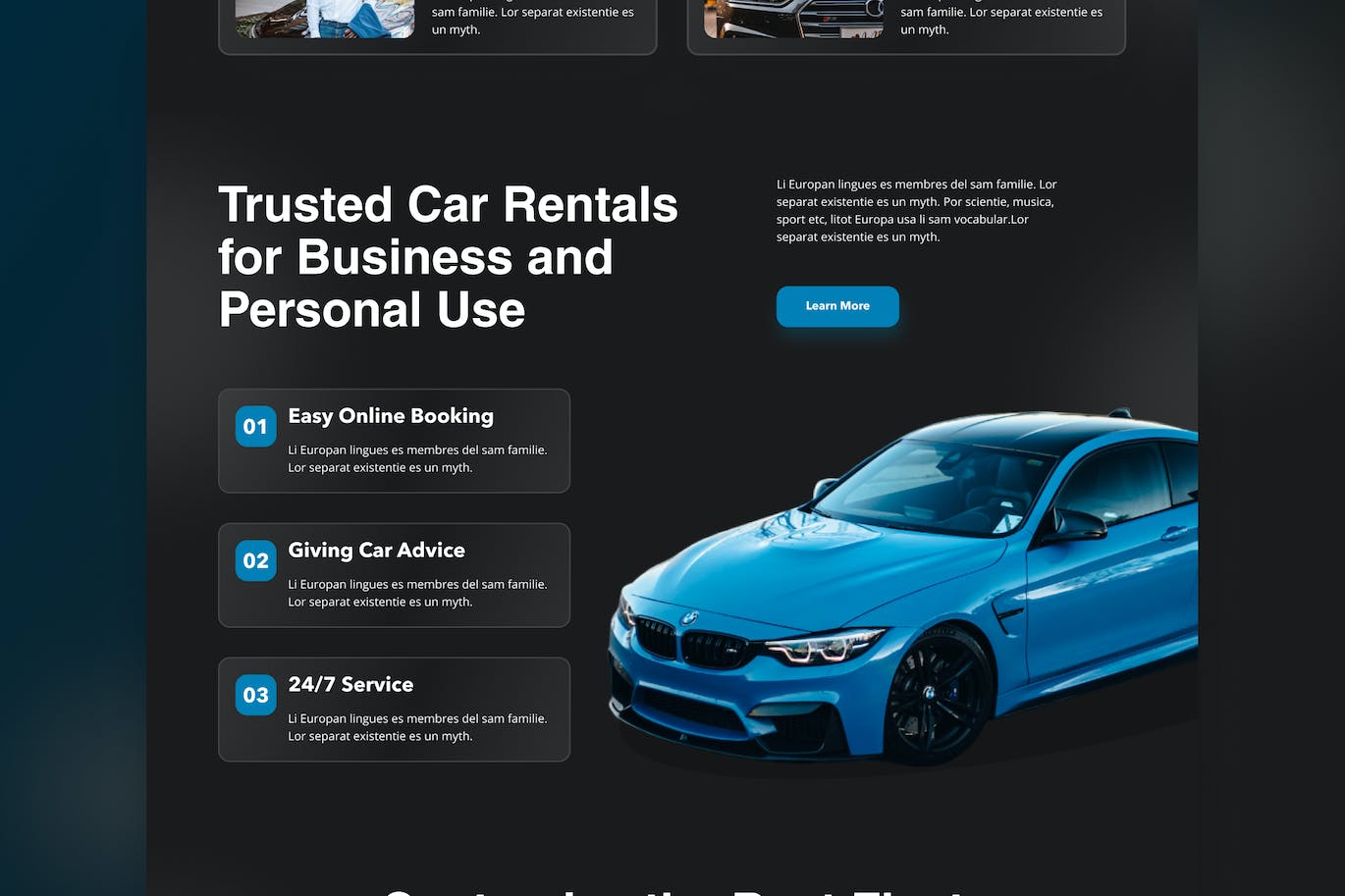 汽车租赁服务网站着陆页UI模板 Rentcar &#8211; Car Rental Landing Page