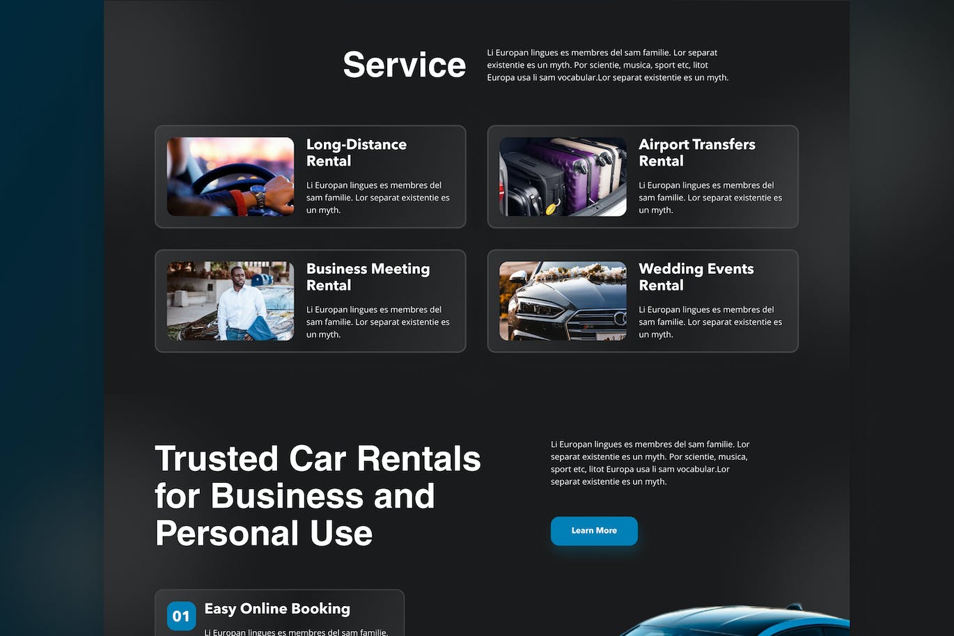 汽车租赁服务网站着陆页UI模板 Rentcar &#8211; Car Rental Landing Page